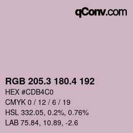 カラーコード: RGB 205.3 180.4 192 | qconv.com