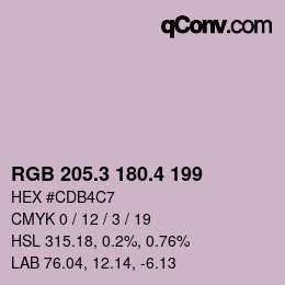 カラーコード: RGB 205.3 180.4 199 | qconv.com
