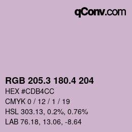 カラーコード: RGB 205.3 180.4 204 | qconv.com