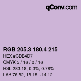 カラーコード: RGB 205.3 180.4 215 | qconv.com