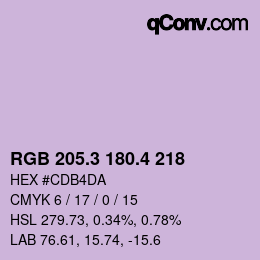 カラーコード: RGB 205.3 180.4 218 | qconv.com