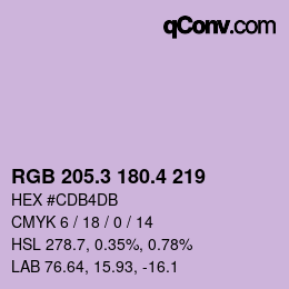 カラーコード: RGB 205.3 180.4 219 | qconv.com