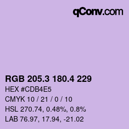 カラーコード: RGB 205.3 180.4 229 | qconv.com