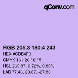 カラーコード: RGB 205.3 180.4 243 | qconv.com