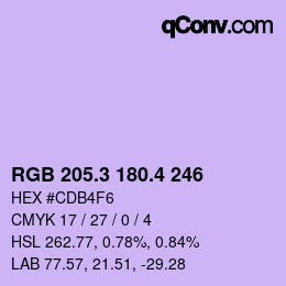 カラーコード: RGB 205.3 180.4 246 | qconv.com