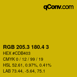 カラーコード: RGB 205.3 180.4 3 | qconv.com