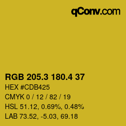カラーコード: RGB 205.3 180.4 37 | qconv.com