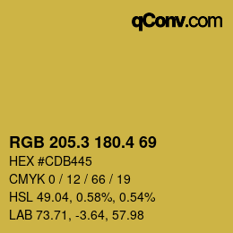 カラーコード: RGB 205.3 180.4 69 | qconv.com