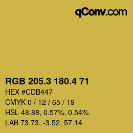 カラーコード: RGB 205.3 180.4 71 | qconv.com