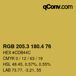 カラーコード: RGB 205.3 180.4 76 | qconv.com