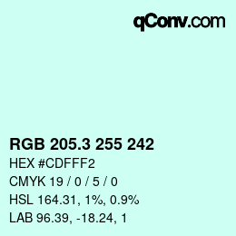 カラーコード: RGB 205.3 255 242 | qconv.com