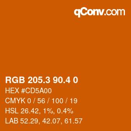 カラーコード: RGB 205.3 90.4 0 | qconv.com