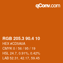 カラーコード: RGB 205.3 90.4 10 | qconv.com