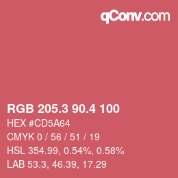 カラーコード: RGB 205.3 90.4 100 | qconv.com