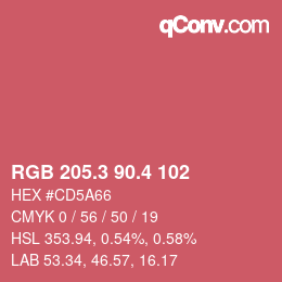 カラーコード: RGB 205.3 90.4 102 | qconv.com