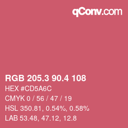 カラーコード: RGB 205.3 90.4 108 | qconv.com