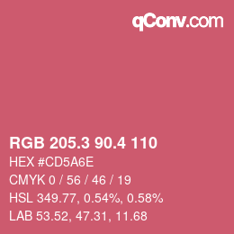 カラーコード: RGB 205.3 90.4 110 | qconv.com
