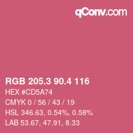 カラーコード: RGB 205.3 90.4 116 | qconv.com
