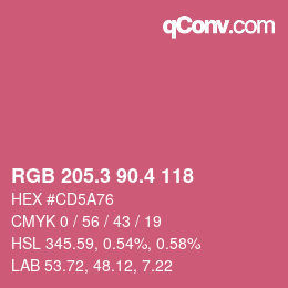 カラーコード: RGB 205.3 90.4 118 | qconv.com