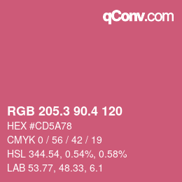 カラーコード: RGB 205.3 90.4 120 | qconv.com