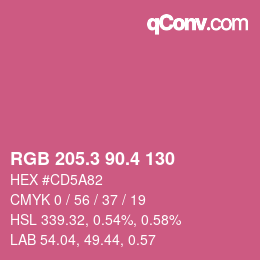 カラーコード: RGB 205.3 90.4 130 | qconv.com