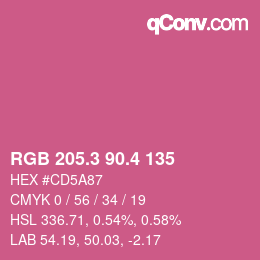カラーコード: RGB 205.3 90.4 135 | qconv.com