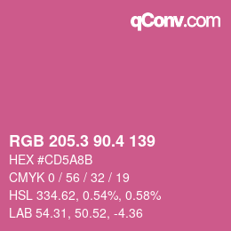 カラーコード: RGB 205.3 90.4 139 | qconv.com