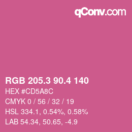 カラーコード: RGB 205.3 90.4 140 | qconv.com