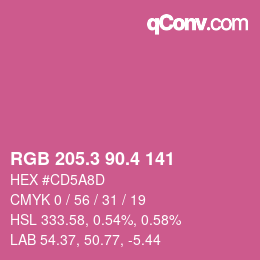 カラーコード: RGB 205.3 90.4 141 | qconv.com