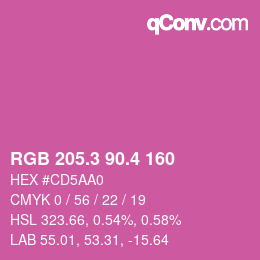 カラーコード: RGB 205.3 90.4 160 | qconv.com