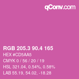 カラーコード: RGB 205.3 90.4 165 | qconv.com