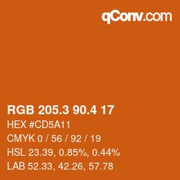 カラーコード: RGB 205.3 90.4 17 | qconv.com