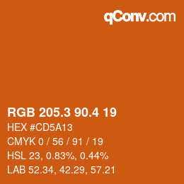 カラーコード: RGB 205.3 90.4 19 | qconv.com