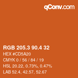 カラーコード: RGB 205.3 90.4 32 | qconv.com