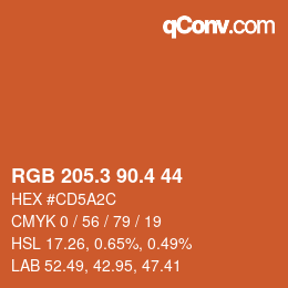 カラーコード: RGB 205.3 90.4 44 | qconv.com