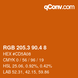 カラーコード: RGB 205.3 90.4 8 | qconv.com