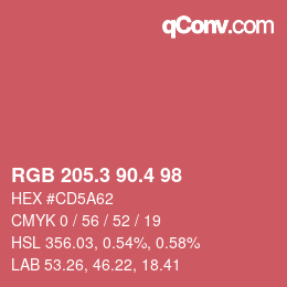 カラーコード: RGB 205.3 90.4 98 | qconv.com