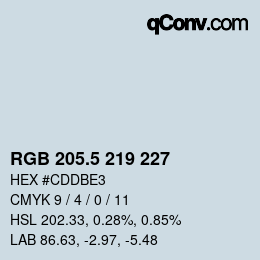 Farbcode: RGB 205.5 219 227 | qconv.com