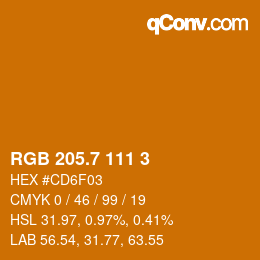 カラーコード: RGB 205.7 111 3 | qconv.com