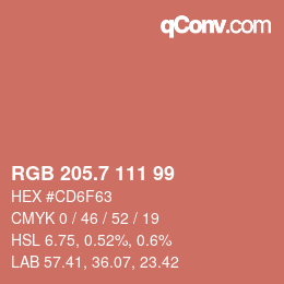 カラーコード: RGB 205.7 111 99 | qconv.com