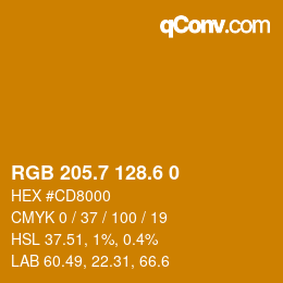 カラーコード: RGB 205.7 128.6 0 | qconv.com