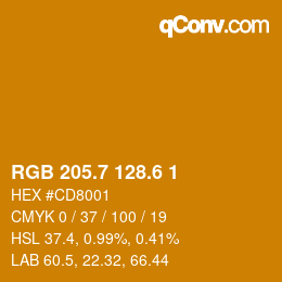 カラーコード: RGB 205.7 128.6 1 | qconv.com