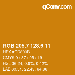 カラーコード: RGB 205.7 128.6 11 | qconv.com
