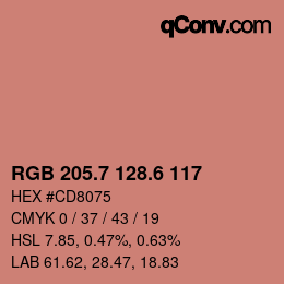 カラーコード: RGB 205.7 128.6 117 | qconv.com