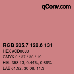 カラーコード: RGB 205.7 128.6 131 | qconv.com