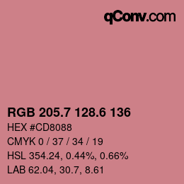 カラーコード: RGB 205.7 128.6 136 | qconv.com