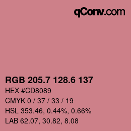 カラーコード: RGB 205.7 128.6 137 | qconv.com