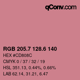 カラーコード: RGB 205.7 128.6 140 | qconv.com