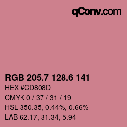 カラーコード: RGB 205.7 128.6 141 | qconv.com