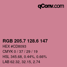 カラーコード: RGB 205.7 128.6 147 | qconv.com